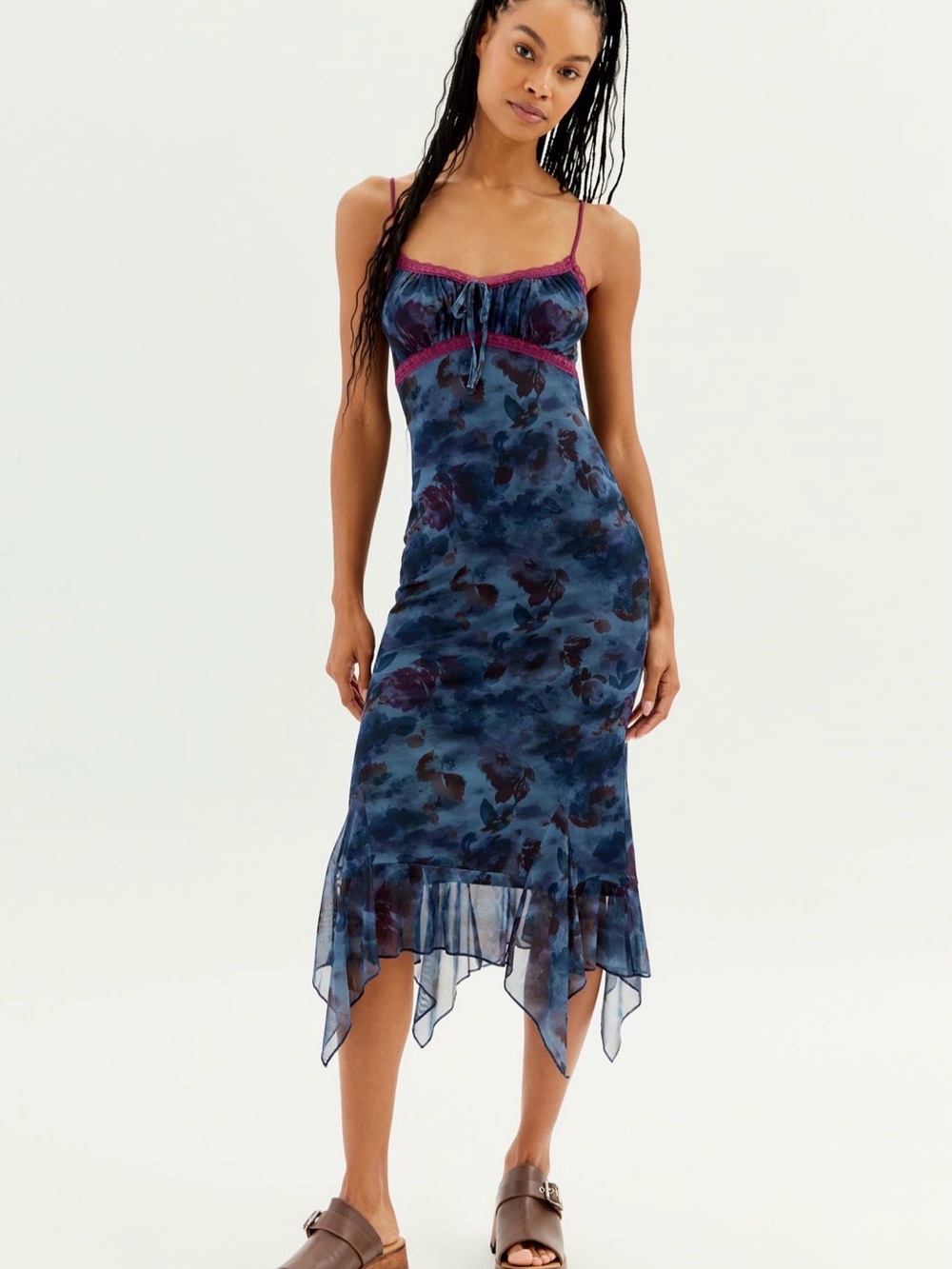 Mesh Floral Midi Dress